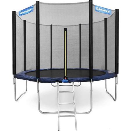 Nancys Ceres Trampoline - Tuintrampoline - Rond - Ladder - Gevoerde Stangen - Veiligheidsnet - Zwart - Blauw - 244 cm